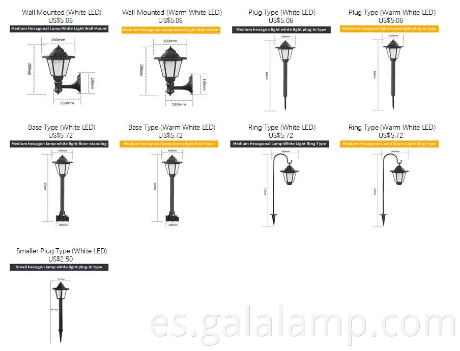 Elegantes luces de linterna solar hexágono vintage para decoración al aire libre